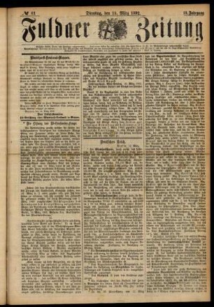 Ausgabe vom Dienstag, den 15. März 1892.