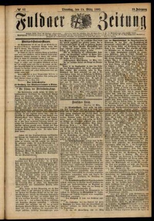 Ausgabe vom Dienstag, den 15. März 1892.