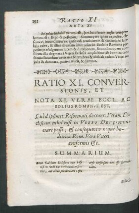 Ratio XI. Conversionis, Et Nota XI. ...