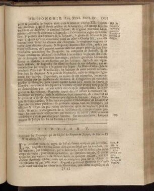 Section V: Hist. de Hongrie, 1705. jusqu´à nos jours.