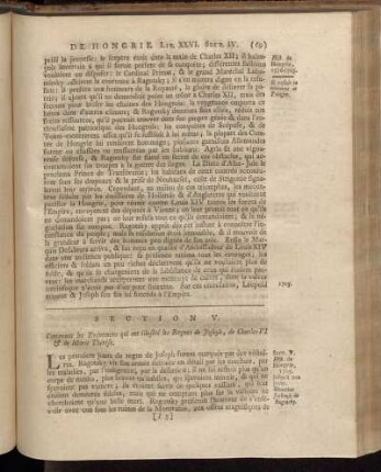 Section V: Hist. de Hongrie, 1705. jusqu´à nos jours.