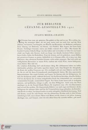 Zur Berliner Cézanne-Ausstellung 1921