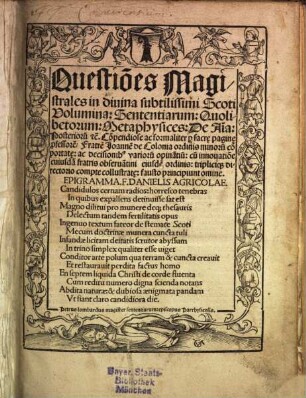 Questiones Magistrales in Scoti volumina Sententiarum Quodlibetorum ...