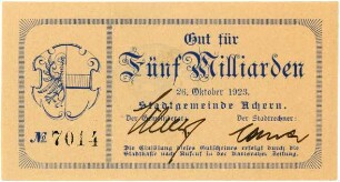 Geldschein / Notgeld, 5 Milliarden Mark, 26.10.1923