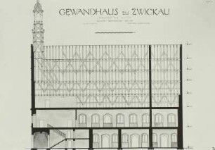 Zwickau, Gewandhaus, Längsschnitt (Zustand nach 1812), Rekonstruktion