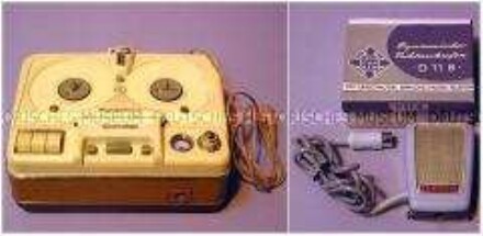 Tonbandgerät "Telefunken Magnetophon 75" mit Richtmikrofon "Telefunken D 11 B" und Gebrauchsanweisung