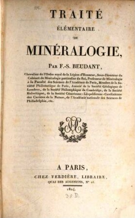 Traité élémentaire de minéralogie