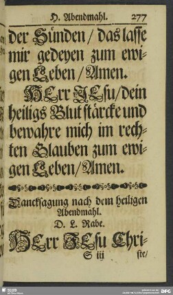 Dancksagung nach dem heiligen Abendmahl