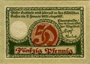 Eberswalde, Stadt: 50 Pfennig 1919