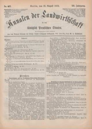 No. 67. Berlin, den 21. August 1872. XII. Jahrgang.