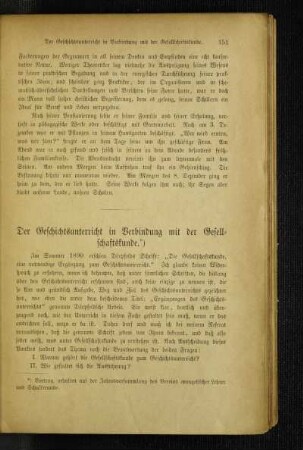 ¬Der¬ Geschichtsunterricht in Verbindung mit der Gesellschaftskunde