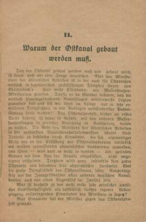 II. Warum der Ostkanal gebaut werden muß