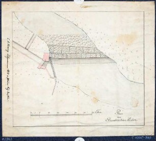 Skizzenhafter Plan des Wehres an der Buschmühle