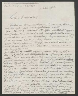 Brief an Ferruccio Busoni : 01.10.1918