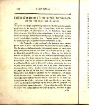 Leibesübungen und Zeitvertreib der Morgenländer bey müssigen Stunden.