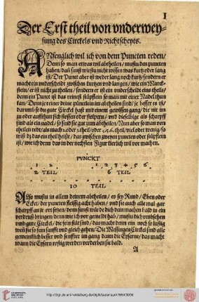 Der Erst theil von vnderweisung des Circkels vnnd Richtscheyts