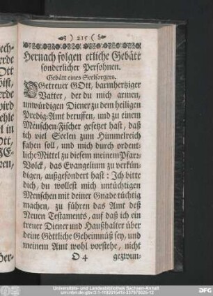 Hernach folgen etliche Gebätt sonderlicher Persohnen.