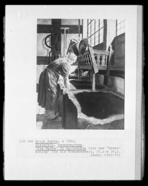 "Die Reibe" im Hallenhaus (ist der "Unterschlag" für die Frauenarbeit; Bauernmuseum, Bielefeld)