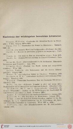 Nachweis der wichtigsten benutzten Litteratur
