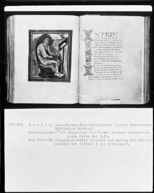 Evangeliar Kaiser Lothars — Anfang des Johannes-Evangeliums (Textseite mit Initiale I), Folio 185recto