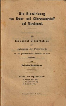 Die Einwirkung von Brom- und Chlorwasserstoff auf Nitrobenzol