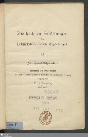 Die höchsten Siedelungen des sächsisch-böhmischen Erzgebirges