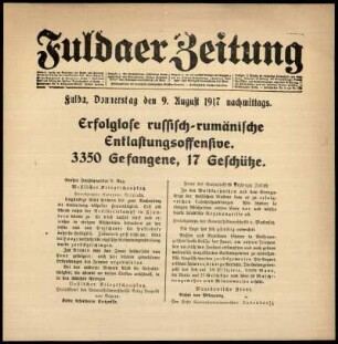 Ausgabe vom Donnerstag, den 09. August 1917.