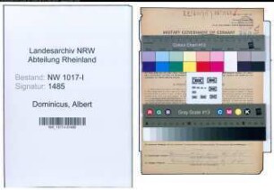 Entnazifizierung Albert Dominicus , geb. 14.02.1890 ()