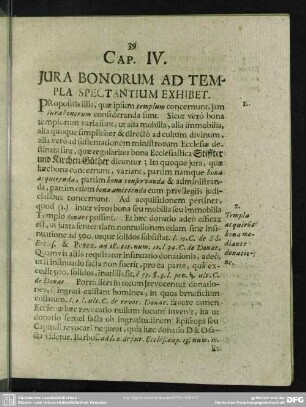 Cap. IV. Iura Bonorum Ad Templa Spectantium Exhibet