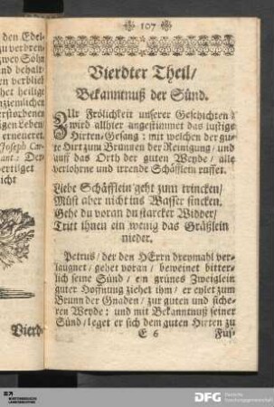 Vierdter Theil/ Bekanntnuß der Sünd.