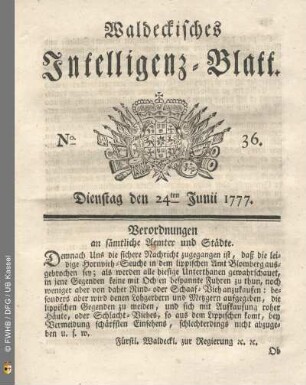 No. 36. Dienstag den 24ten Junii 1777
