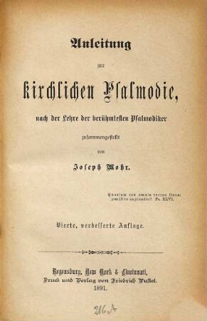 Anleitung zur kirchlichen Psalmodie