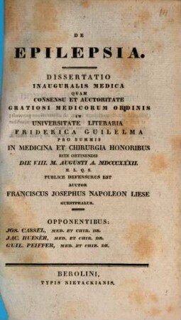 De epilepsia : Diss. inaug. med.