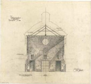 Gsaenger, Gustav; München; Ostfriedhof, Aussegnungshalle - Querschnitt