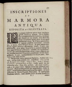 Inscriptiones Et Marmora Antiqua Exposita Et Illustrata.
