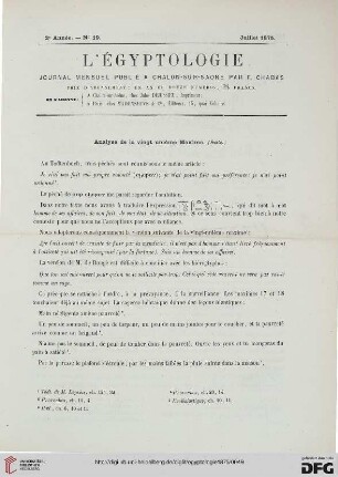 Heft 19 (Juillet 1875)