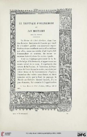 3. Pér. 21.1899: Le triptyque d'Oultremont et Jan Mostaert, 1