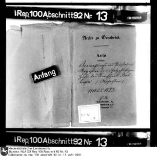 Vermessungs- und Abgabenverzeichnisse der schatzpflichtigen Stätten im Kirchspiel Badbergen (Abschriften)
