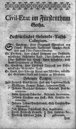Civil-Etat im Fürstenthum Gotha