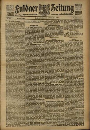 Erste Ausgabe vom Freitag, den 08. September 1911.