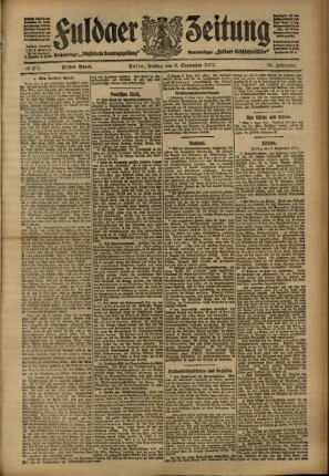 Erste Ausgabe vom Freitag, den 08. September 1911.