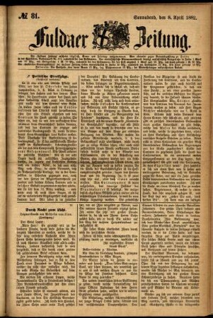 Ausgabe vom Samstag, den 08. April 1882.