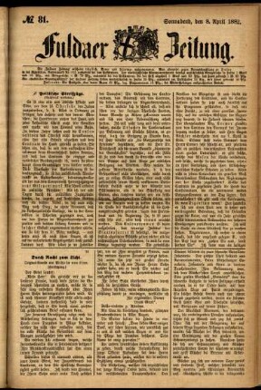 Ausgabe vom Samstag, den 08. April 1882.