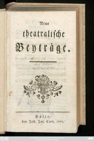 Neue theatralische Beyträge