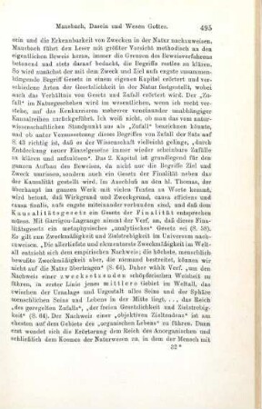 494-496 [Rezension] Mausbach, Joseph, Der teleologische Gottesbeweis