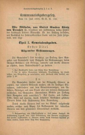 Kommunalabgabengesetz. Vom 14. Juli 1893.