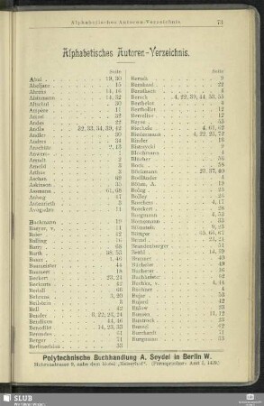 Alphabetisches Autoren-Verzeichnis