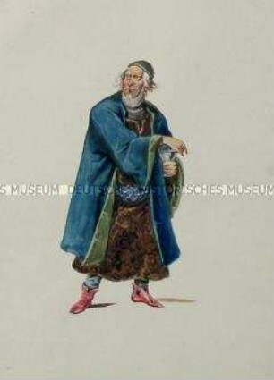 Alter Mann mit blauem Umhang und roten Schuhen - Tafel aus Franceschini/Kostümbilder (Kassette 1)