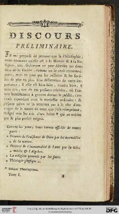 Discours préliminaire