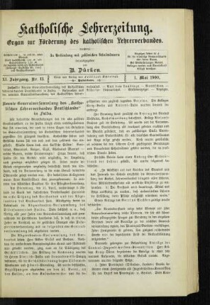 Neunte Generalversammlung des "Katholischen Lehrerverbandes Deutschlands" in Fulda